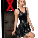 Late X Mini Dress latekso suknelė platėjančiu sijonu, juoda, L