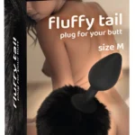 You2Toys analinis kaištis su dirbtinio kailio uodega, juodas, M