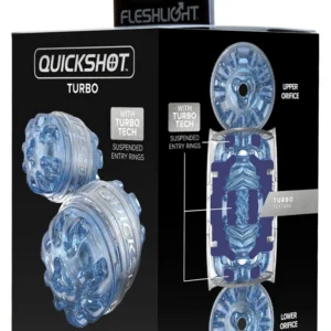 Fleshlight Quickshot Turbo rankinis masturbatorius, skaidrus mėlynas