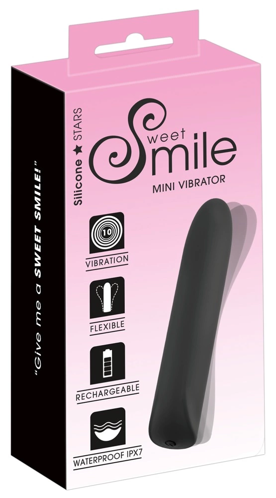 Sweet Smile Mini Vibrator Black 12 cm, 10 režimų