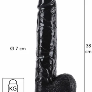 Hidden Desire Extreme Dong analinis dildo, 38 cm, juodas