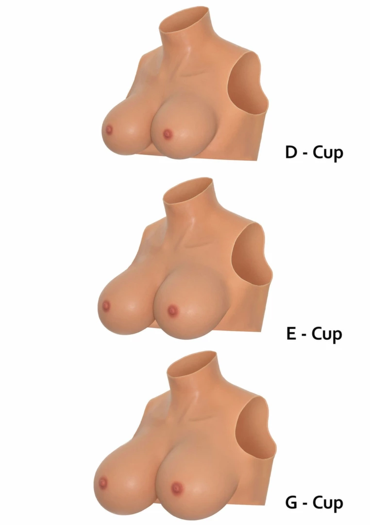 Wearable Silicone Breasts Crop Top E Cup High Neck - Image 8