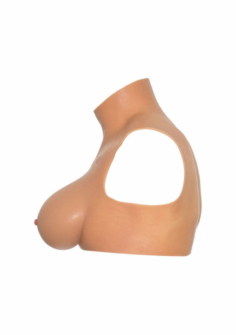 Wearable Silicone Breasts Crop Top E Cup High Neck - Image 5