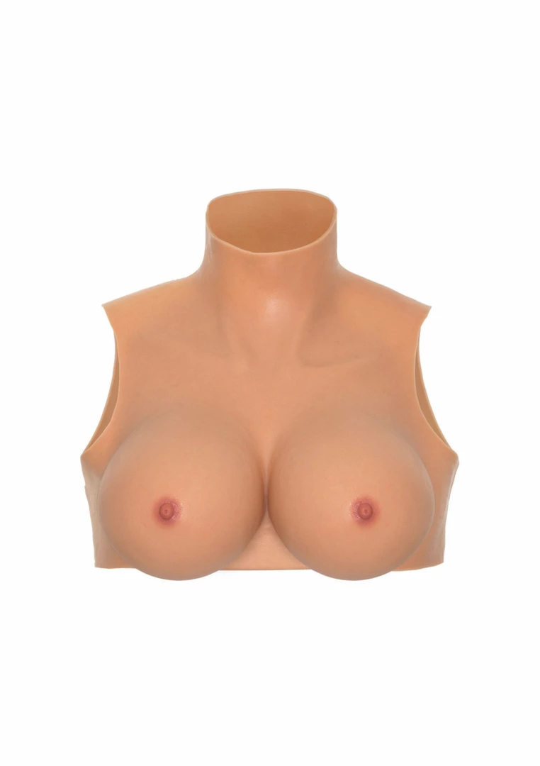 Wearable Silicone Breasts Crop Top E Cup High Neck - Image 4