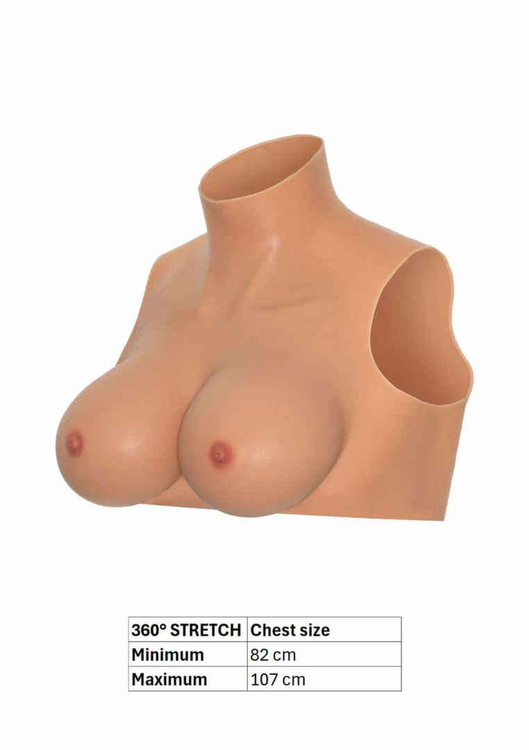 Wearable Silicone Breasts Crop Top E Cup High Neck - Image 2