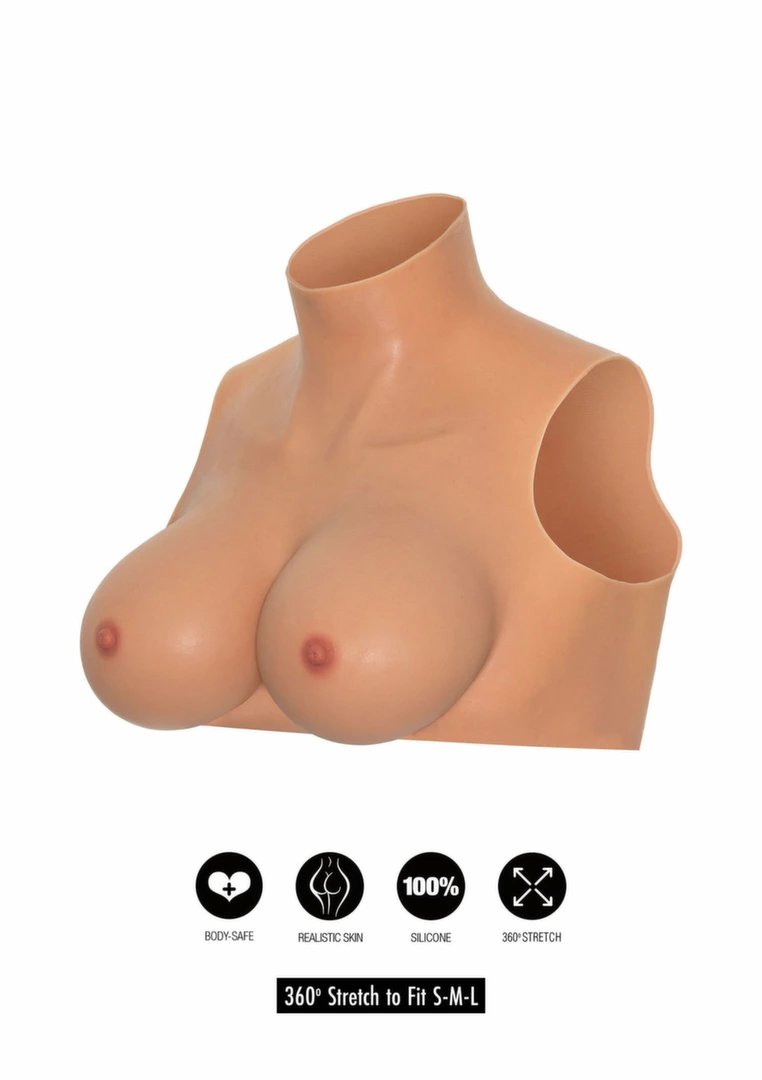 Wearable Silicone Breasts Crop Top E Cup High Neck - Image 7