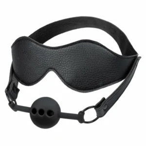 CalExotics Akių kaukė ir kvėpuojantis silikoninis ball gag, juo