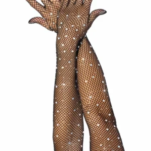 Leg Avenue Rhinestone Fishnet Opera Gloves, Black