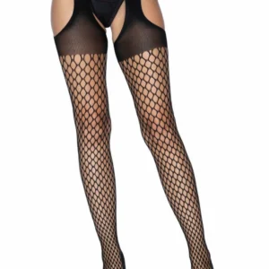 Leg Avenue Oval Net keliaraištinės pėdkelnės — juoda, vienas dy