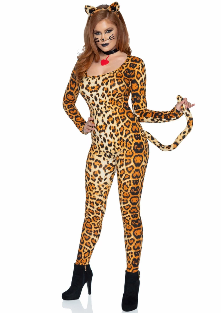 Leg Avenue Cougar catsuit 3 dalių rinkinys, juodas, One Size - Image 4