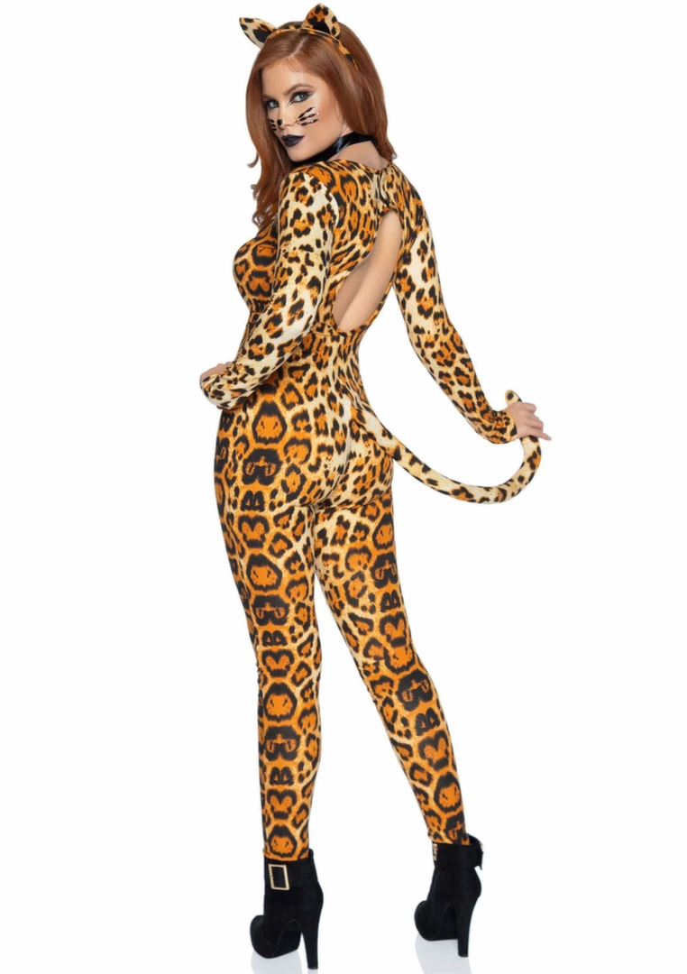 Leg Avenue Cougar catsuit 3 dalių rinkinys, juodas, One Size