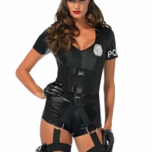 Leg Avenue Flirty Five-0 Cop Romper set, Black, S/M