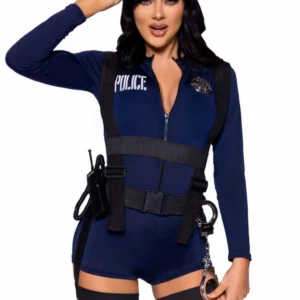 Leg Avenue Cop Romper kostiumo rinkinys, tamsiai mėlynas, S/L