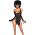 Mapale Babydoll L/XL Black – Floral Lace &amp; Mesh