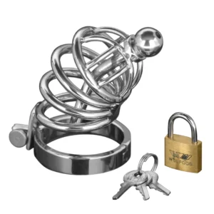 XR Brands Stainless Steel Chastity System 4 Rings S/M