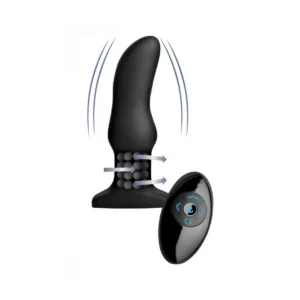 XR Brands Model M Curved Rotating Bead Plug, Black