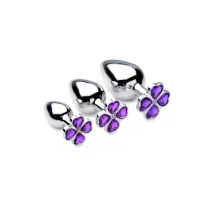 XR Brands Violet Flower intymių kaiščių rinkinys, 3 vnt., aliu