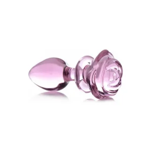 XR Brands Pink Rose Glass Intimate Plug Large