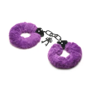 XR Brands Cuffed in Fur — pūkuoti antrankiai (violetiniai)