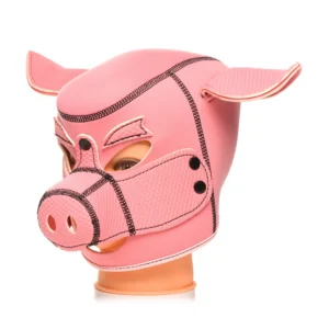 XR Brands Swine neopreno gaubtas, rožinis, reguliuojamas
