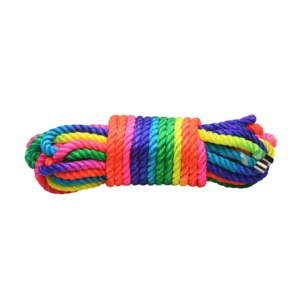 XR Brands Neon Rainbow Bondage Rope, 32 ft, 7.6 mm