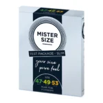 Mister Size Pure Feel latekso prezervatyvas, 3 dydžių rinkinys