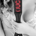 Ouch! by Shots Bonded Leather Paddle - Stitched, Black