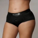 Ouch! by Shots Vibracinės Strap-On kelnaitės XL/XXL – juodos