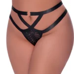 Magic Silk Exposed tinklinės kelnaitės su sukryžiuotomis juostelėmis, juodos, 2X