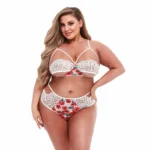 Baci Lingerie nėrinių apatinio trikotažo komplektas, baltas, didelis dydis