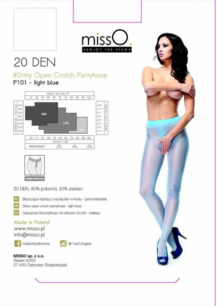 MissO P101 pusiau permatomos pėdkelnės su anga, šviesiai mėlynos, XXL - Image 2