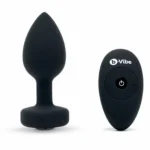 B-Vibe Jewel analinis kaištis su vibracija, juodas, M/L