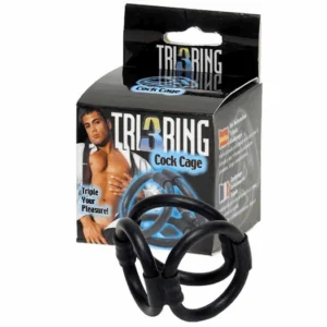 ToyJoy Tri-Ring penio žiedas su trimis žiedais, juodas