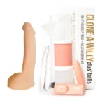 Clone A Willy dildo gamybos rinkinys su sėklidėmis, kūno spalvos