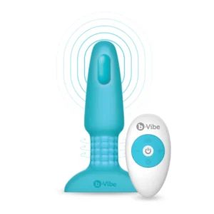 B-Vibe Rimming Plug 2 analinis kaištis su besisukančiais rutuliukais, turkio spalvos