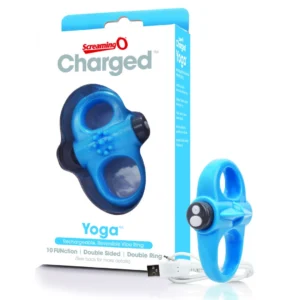 The Screaming O Charged Yoga penio žiedas, įkraunamas, mėlynas