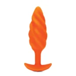 B-Vibe Swirl analinis kaištis su spiraline tekstūra, oranžinis, 13,5 cm