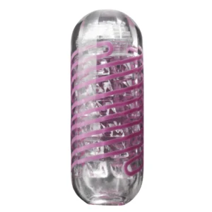 Tenga Spinner 06 Brick rankinis masturbatorius su oranžine spirale, skaidrus