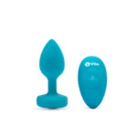 B-Vibe Jewel vibruojantis analinis kaištis, akvamarino spalvos, S/M