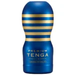 Tenga Premium Original Vacuum Cup Regular rankinis masturbatorius, baltas ir mėlynas
