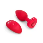 B-Vibe Heart vibruojantis analinis kaištis, raudonas, M/L