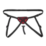 Sportsheets Saffron strap-on rinkinys su silikoniniu dildo, raudonas ir juodas