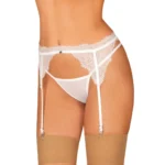 Obsessive Bianelle nėriniuotas keliaraištis, baltas, L/XL