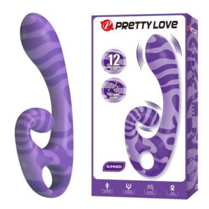 Pretty Love SUMMER dvipusis klasikinis vibratorius su rankena, violetinis, 19 cm