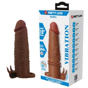 Pretty Love Quillon vibruojantis penio antgalis, 20 cm, rudas