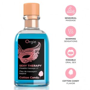 Orgie Lips Massage cukraus vatos masažo aliejus su plunksna, 100 ml