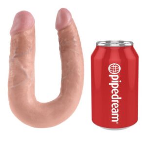Pipedream King Cock U formos dvigubas dildo, kūno spalvos, 13,9 cm