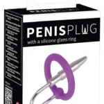Penisplug šlaplės zondas su violetiniu silikoniniu žiedu