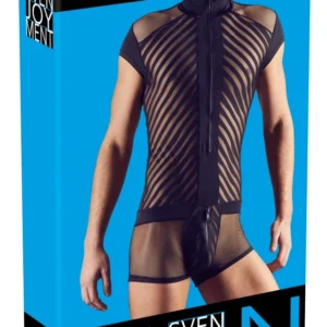 Svenjoyment NEK vyriškas bodis su tinkleliu ir juostomis, juodas, 2XL