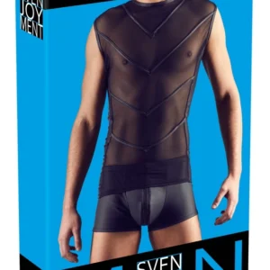 Svenjoyment NEK vyriški marškinėliai su tinkleliu, juodi, S